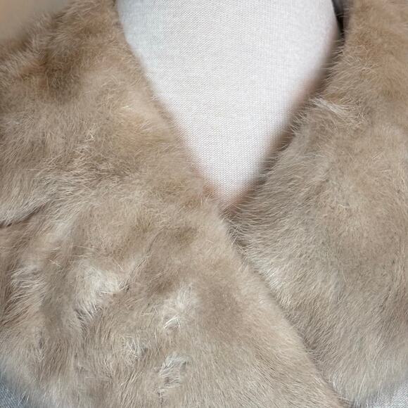 VINTAGE 1950’s YouthCraft Beige Womens Wool Long Coat Mink Fur Collar ILGUW Sz S - Picture 4 of 15